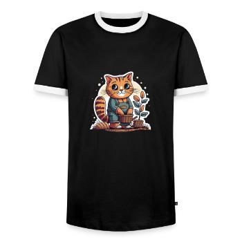 Cultivateur - T-shirt contrasté Homme - noir/blanc - Devant - AI Model Female 172 light (172cm) & AI Model Male 178 light (178cm)