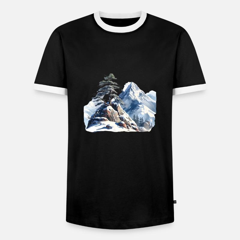 Am Rande der Baumgrenze - Männer Kontrast-T-Shirt - Schwarz/Weiß