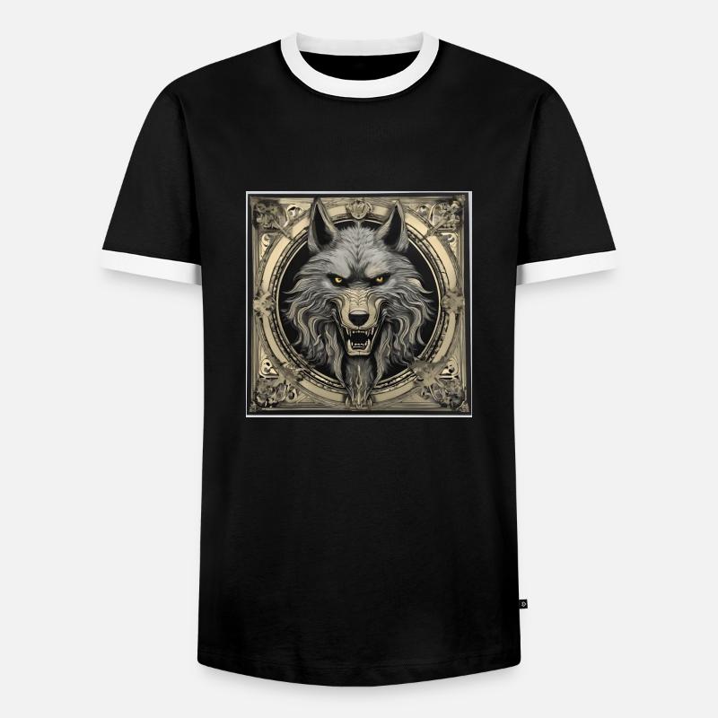 Wolf Emblem - Männer Kontrast-T-Shirt - Schwarz/Weiß