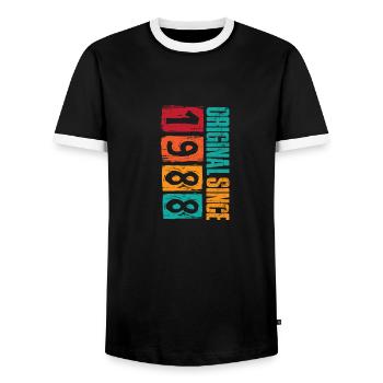 Vintage 1988 - Männer Kontrast-T-Shirt - Schwarz/Weiß - Vorne - AI Model Female 172 light (172cm) & AI Model Male 178 light (178cm)