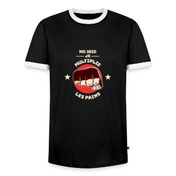 MOI AUSSI JE MULTIPLIE LES PAINS ! (MMA) - T-shirt contrasté Homme - noir/blanc - Devant - AI Model Female 172 light (172cm) & AI Model Male 178 light (178cm)
