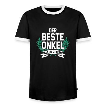 Bester Onkel - Männer Kontrast-T-Shirt - Schwarz/Weiß - Vorne - AI Model Female 172 light (172cm) & AI Model Male 178 light (178cm)