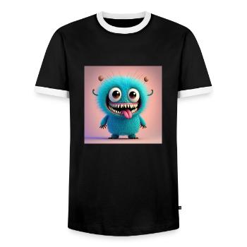 Happy Halloween cute monster scary funny spooky - Men's Ringer Shirt - black/white - Front - AI Model Female 172 light (172cm) & AI Model Male 178 light (178cm)