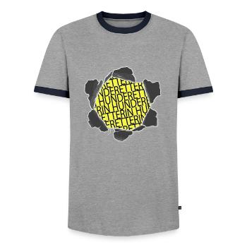 erde retten schwein tierliebhaber katze tiere - Männer Kontrast-T-Shirt - Grau/Navy  - Vorne - AI Model Female 172 light (172cm) & AI Model Male 178 light (178cm)