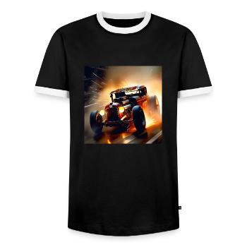 Rusty Hot Rod racing #7 - Men's Ringer Shirt - black/white - Front - AI Model Female 172 light (172cm) & AI Model Male 178 light (178cm)