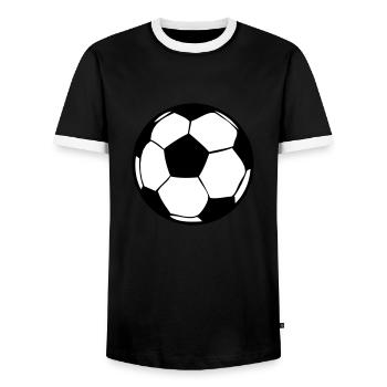 Soccer Soccer Football Sport 2510 - Men's Ringer Shirt - black/white - Front - AI Model Female 172 light (172cm) & AI Model Male 178 light (178cm)