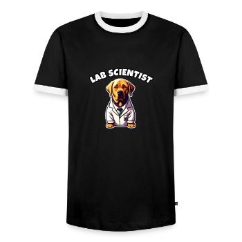 Scientifique De Laboratoire Drôle Labrador Jeu De Mots Science Chien - T-shirt contrasté Homme - noir/blanc - Devant - AI Model Female 172 light (172cm) & AI Model Male 178 light (178cm)
