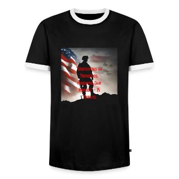 Veterans, veterans, armistice. - Men's Ringer Shirt - black/white - Front - AI Model Female 172 light (172cm) & AI Model Male 178 light (178cm)
