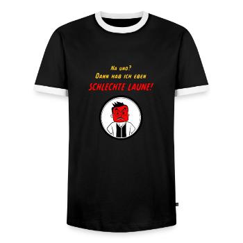 Schlechte Laune - Männer Kontrast-T-Shirt - Schwarz/Weiß - Vorne - AI Model Female 172 light (172cm) & AI Model Male 178 light (178cm)