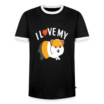 I love my Hamster - Men's Ringer Shirt - black/white - Front - AI Model Female 172 light (172cm) & AI Model Male 178 light (178cm)