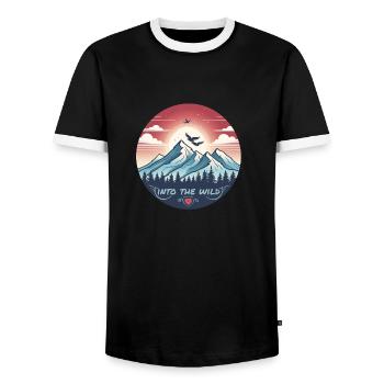 Into the Wild -Outdoor Wandern Adventure Freedom - Männer Kontrast-T-Shirt - Schwarz/Weiß - Vorne - AI Model Female 172 light (172cm) & AI Model Male 178 light (178cm)