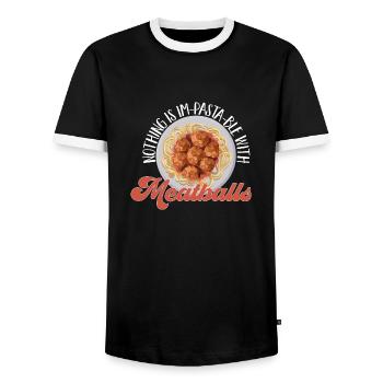 Meatballs Italy Italian Food - Men's Ringer Shirt - black/white - Front - AI Model Female 172 light (172cm) & AI Model Male 178 light (178cm)
