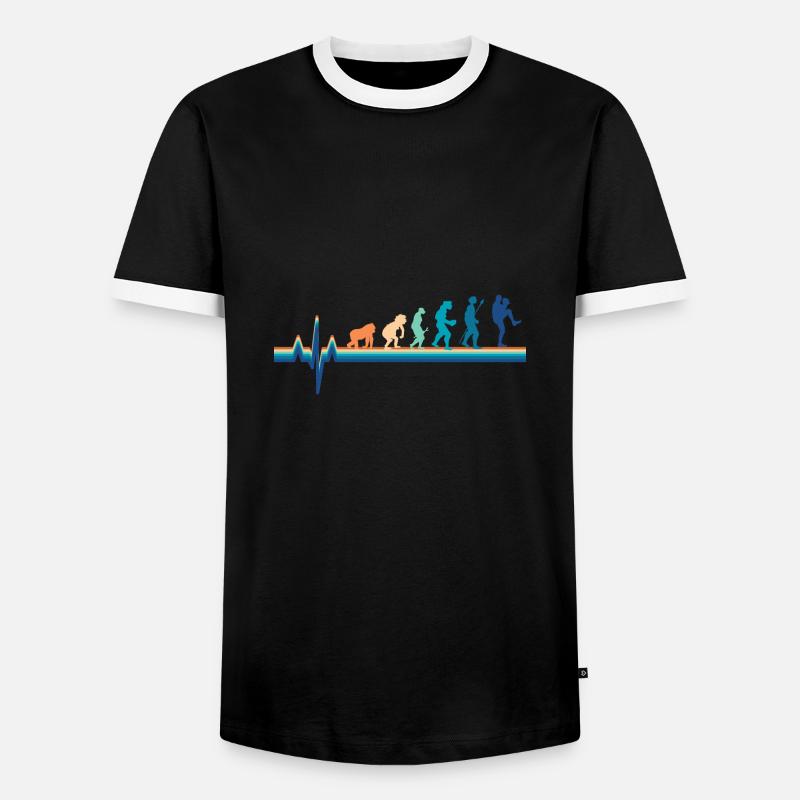 Baseball Heartbeat Evolution - Men's Ringer Shirt - black/white