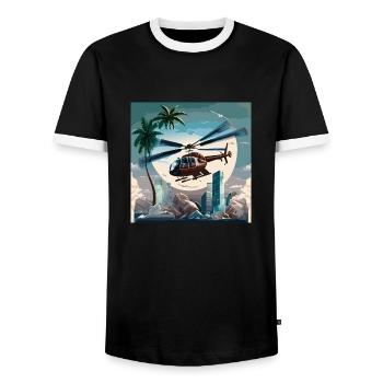 Helicopter operation in Miami (Miami Collection) - Männer Kontrast-T-Shirt - Schwarz/Weiß - Vorne - AI Model Female 172 light (172cm) & AI Model Male 178 light (178cm)