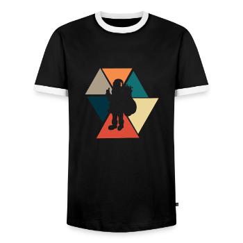 Vintage Retro Santa Claus - Santa Claus Gift Idea - Men's Ringer Shirt - black/white - Front - AI Model Female 172 light (172cm) & AI Model Male 178 light (178cm)