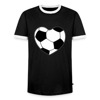 Herz Fußball - Männer Kontrast-T-Shirt - Schwarz/Weiß - Vorne - AI Model Female 172 light (172cm) & AI Model Male 178 light (178cm)