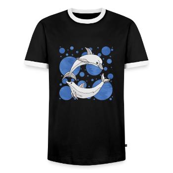 Delphine - Männer Kontrast-T-Shirt - Schwarz/Weiß - Vorne - AI Model Female 172 light (172cm) & AI Model Male 178 light (178cm)