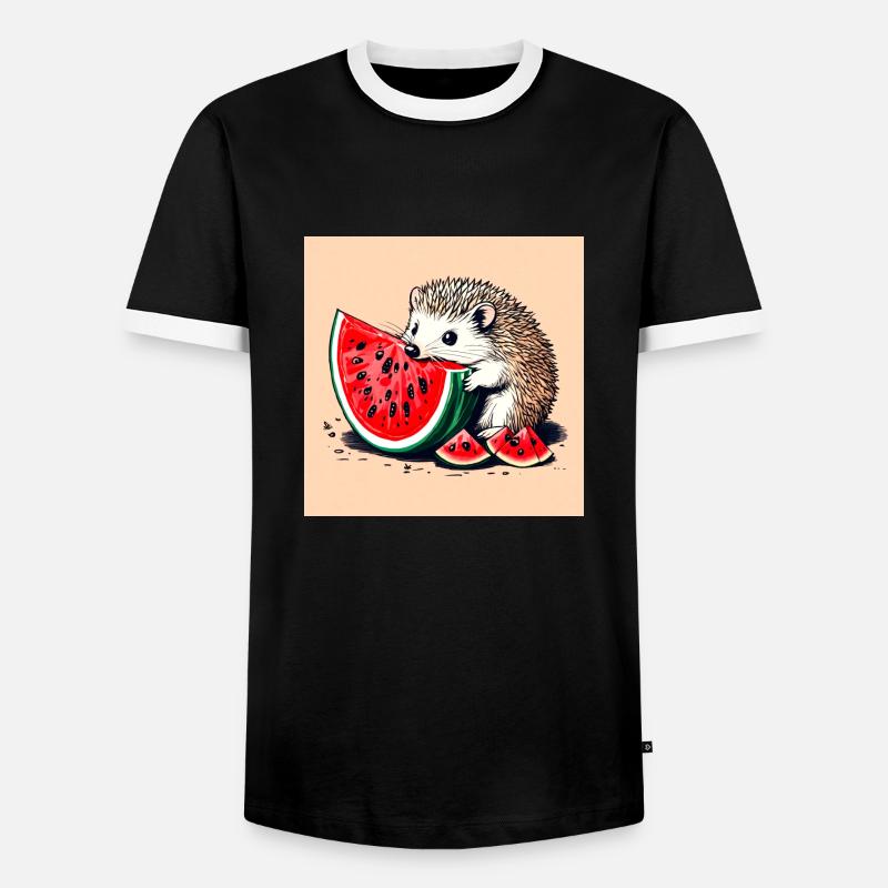 Hérisson Pastèque - T-shirt contrasté Homme - noir/blanc