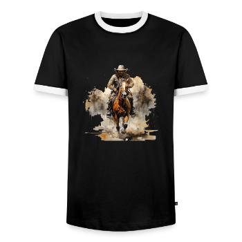 Cowboys et rodéo - T-shirt contrasté Homme - noir/blanc - Devant - AI Model Female 172 light (172cm) & AI Model Male 178 light (178cm)