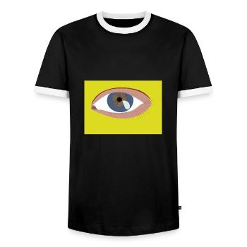 Eye - Men's Ringer Shirt - black/white - Front - AI Model Female 172 light (172cm) & AI Model Male 178 light (178cm)