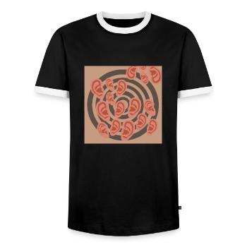 Ear vortex - Men's Ringer Shirt - black/white - Front - AI Model Female 172 light (172cm) & AI Model Male 178 light (178cm)