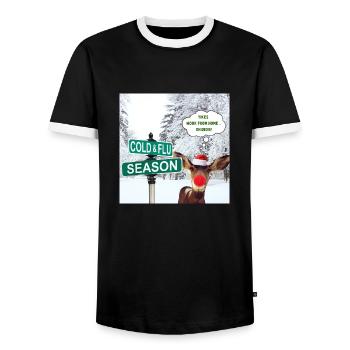 Oh Deer - Rudolf Noël Design - T-shirt contrasté Homme - noir/blanc - Devant - AI Model Female 172 light (172cm) & AI Model Male 178 light (178cm)