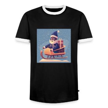 Santa's Sleigh - Men's Ringer Shirt - black/white - Front - AI Model Female 172 light (172cm) & AI Model Male 178 light (178cm)