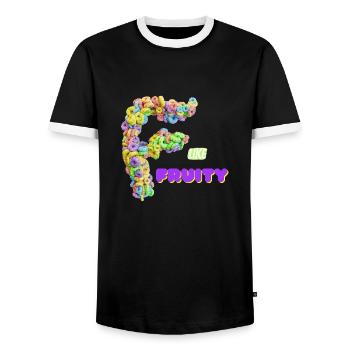 F like fruity - colorful cornflakes - Men's Ringer Shirt - black/white - Front - AI Model Female 172 light (172cm) & AI Model Male 178 light (178cm)