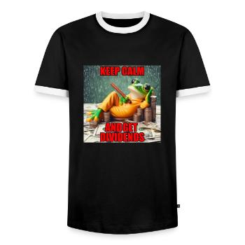 DividendenFrosch GARDEZ VOTRE CALME ET OBTENEZ DES DIVIDENDES - T-shirt contrasté Homme - noir/blanc - Devant - AI Model Female 172 light (172cm) & AI Model Male 178 light (178cm)