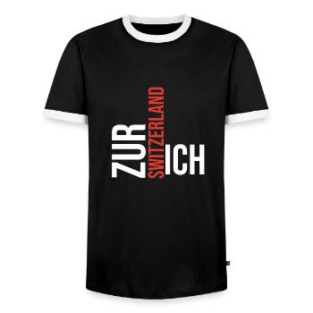 Zurich Switzerland - Männer Kontrast-T-Shirt - Schwarz/Weiß - Vorne - AI Model Female 172 light (172cm) & AI Model Male 178 light (178cm)