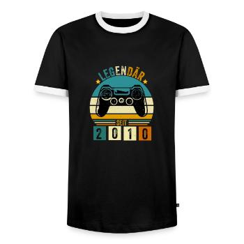 legendär seit 2010 konsole gamer 2010 - Männer Kontrast-T-Shirt - Schwarz/Weiß - Vorne - AI Model Female 172 light (172cm) & AI Model Male 178 light (178cm)