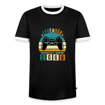 legendär seit 2008 konsole gamer 2008 - Männer Kontrast-T-Shirt - Schwarz/Weiß - Vorne - AI Model Female 172 light (172cm) & AI Model Male 178 light (178cm)