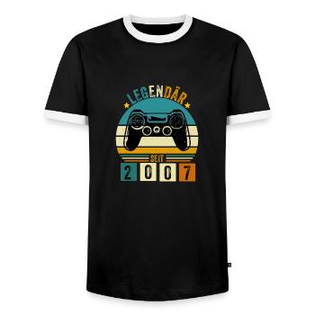legendär seit 2007 konsole gamer 2007 - Männer Kontrast-T-Shirt - Schwarz/Weiß - Vorne - AI Model Female 172 light (172cm) & AI Model Male 178 light (178cm)