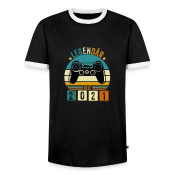 legendär seit 2021 konsole gamer 2021 - Männer Kontrast-T-Shirt - Schwarz/Weiß - Vorne - AI Model Female 172 light (172cm) & AI Model Male 178 light (178cm)