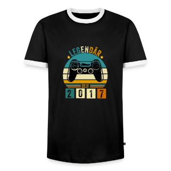 legendär seit 2017 konsole gamer 2017 - Männer Kontrast-T-Shirt - Schwarz/Weiß - Vorne - AI Model Female 172 light (172cm) & AI Model Male 178 light (178cm)