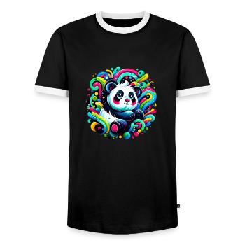 Colorful Panda - Men's Ringer Shirt - black/white - Front - AI Model Female 172 light (172cm) & AI Model Male 178 light (178cm)