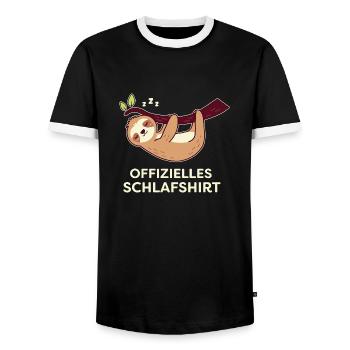 Faultier Schlafen Müde Chillen Siesta lustig - Männer Kontrast-T-Shirt - Schwarz/Weiß - Vorne - AI Model Female 172 light (172cm) & AI Model Male 178 light (178cm)
