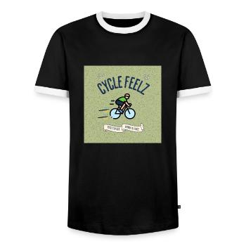 Cycle Feels Fun Bicycle Design - Men's Ringer Shirt - black/white - Front - AI Model Female 172 light (172cm) & AI Model Male 178 light (178cm)