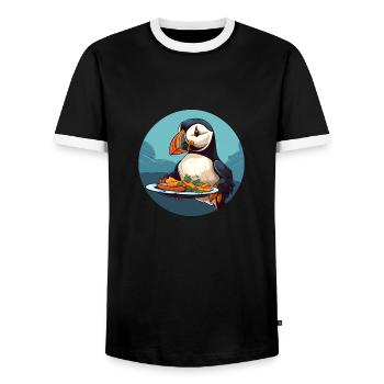Macareux - T-shirt contrasté Homme - noir/blanc - Devant - AI Model Female 172 light (172cm) & AI Model Male 178 light (178cm)