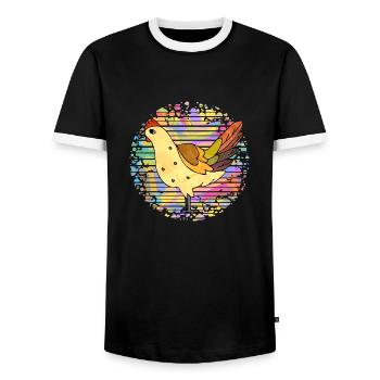 poule - T-shirt contrasté Homme - noir/blanc - Devant - AI Model Female 172 light (172cm) & AI Model Male 178 light (178cm)