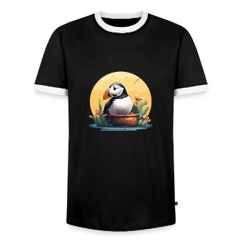 Macareux - T-shirt contrasté Homme - noir/blanc - Devant - AI Model Female 172 light (172cm) & AI Model Male 178 light (178cm)