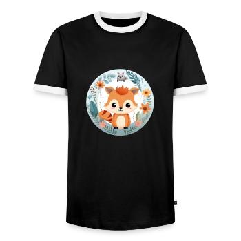 M. Fox - T-shirt contrasté Homme - noir/blanc - Devant - AI Model Female 172 light (172cm) & AI Model Male 178 light (178cm)