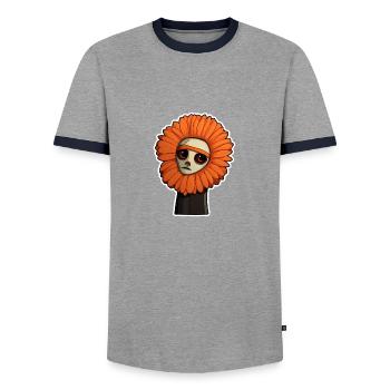Auge Orangene Blume - Männer Kontrast-T-Shirt - Grau/Navy  - Vorne - AI Model Female 172 light (172cm) & AI Model Male 178 light (178cm)