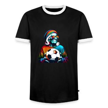 Old Soccer Lady Ready For Game Day! - Men's Ringer Shirt - black/white - Front - AI Model Female 172 light (172cm) & AI Model Male 178 light (178cm)