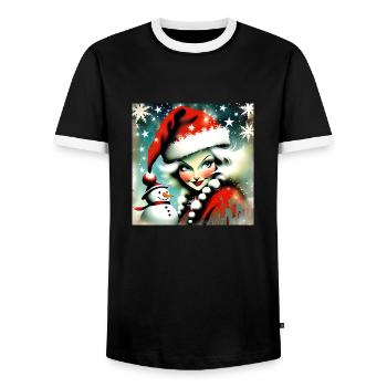 Joyeux Noel #15 - T-shirt contrasté Homme - noir/blanc - Devant - AI Model Female 172 light (172cm) & AI Model Male 178 light (178cm)