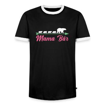 Mutter Mama Bär - Männer Kontrast-T-Shirt - Schwarz/Weiß - Vorne - AI Model Female 172 light (172cm) & AI Model Male 178 light (178cm)