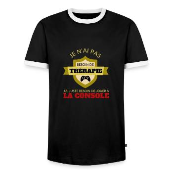 Jouer Console - T-shirt contrasté Homme - noir/blanc - Devant - AI Model Female 172 light (172cm) & AI Model Male 178 light (178cm)