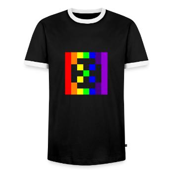 Grille 10X10 08 - T-shirt contrasté Homme - noir/blanc - Devant - AI Model Female 172 light (172cm) & AI Model Male 178 light (178cm)