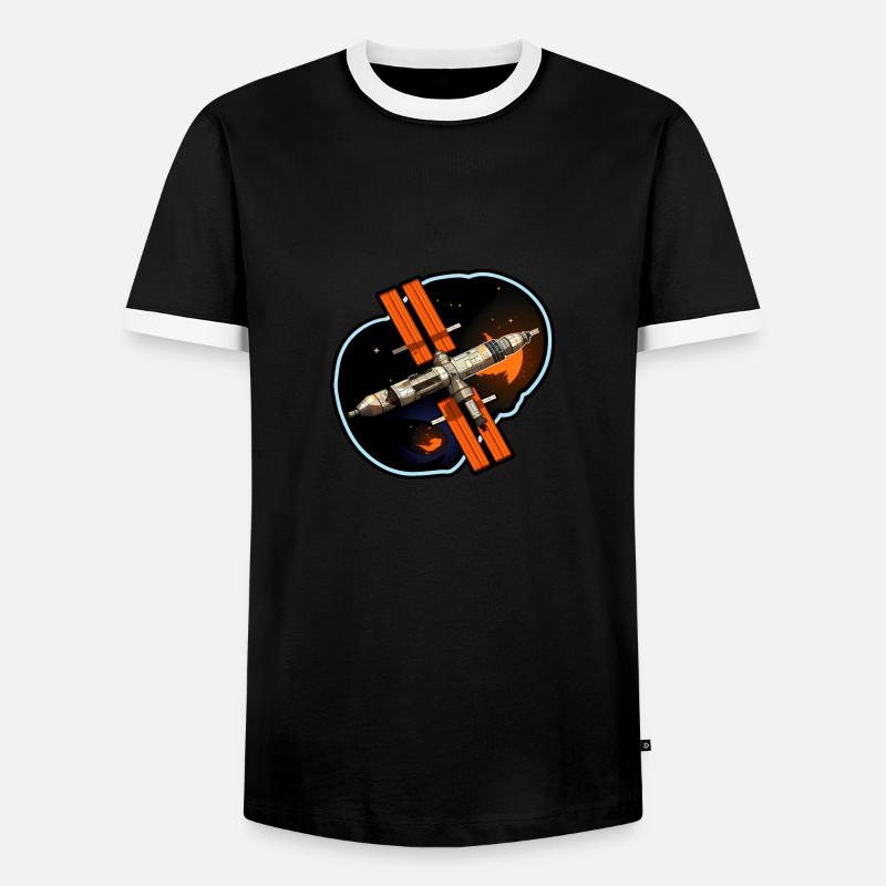Space Satellite - Men's Ringer Shirt - black/white