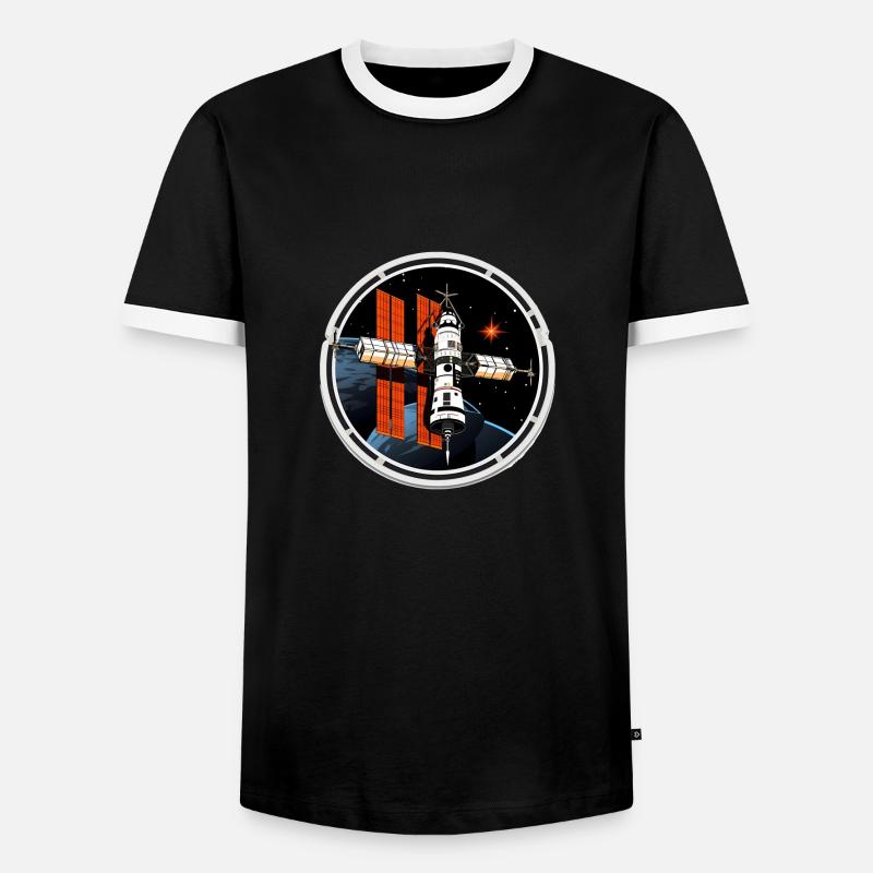 Satellit Raumfahrt - Männer Kontrast-T-Shirt - Schwarz/Weiß